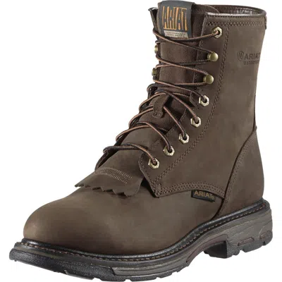 Pre-owned Ariat Men's  Lace Up 8" Workhog Waterproof Work Boots 10011939 In Brown