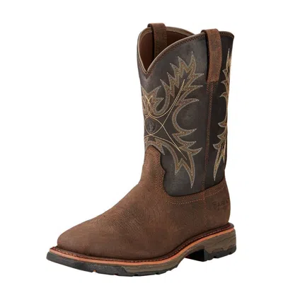 Pre-owned Ariat Men's  Work Hog Bruin Brown Waterproof Work Boots 10017436