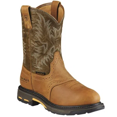 Pre-owned Ariat Men's  Workhog Waterproof Composite Toe Pull On 10008635 In Brown