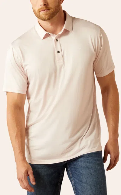 Ariat Men's Tek Pale Pink Polo Shirt In Neutral