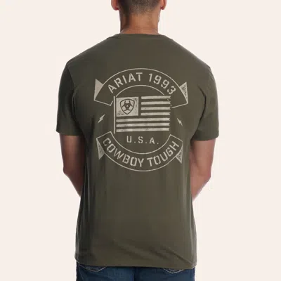 Ariat Men's Army Green Cowboy Stencil Graphic T-shirt In Black