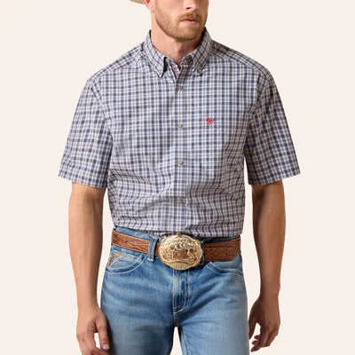 Ariat Men's Barry White & Blue Plaid Print Shirt