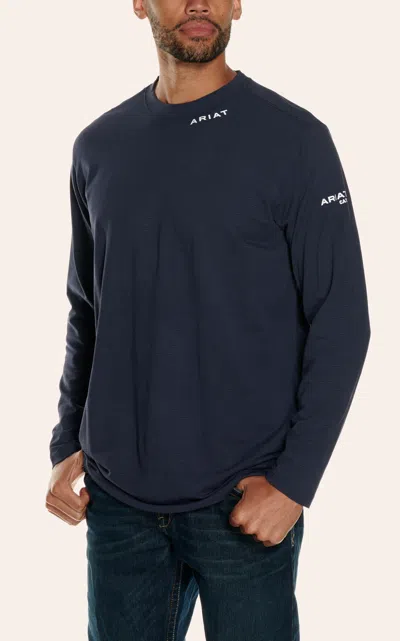 Ariat Men's Base Layer Navy Fr Long Sleeve T-shirt In Blue