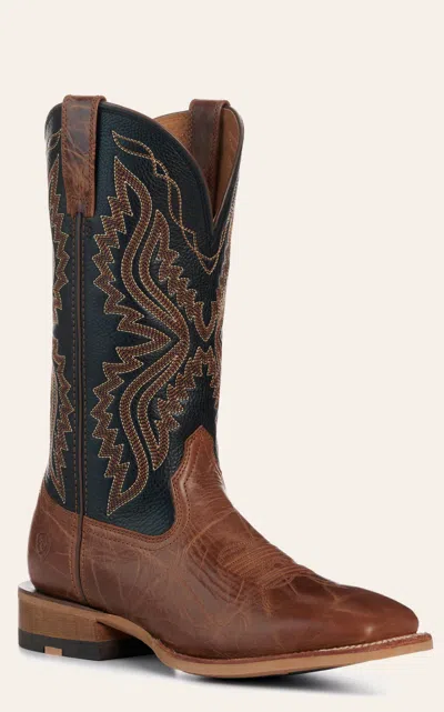 Ariat Men's Baxter Dark Tan And Black Wide Square Toe Cowboy Boots In Brown