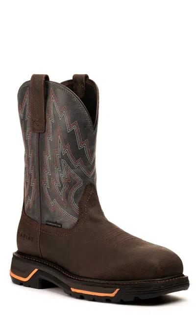 Ariat Men's Big Rig Iron Coffee And Slate Wide Composite Square Toe Work Boot In Brown