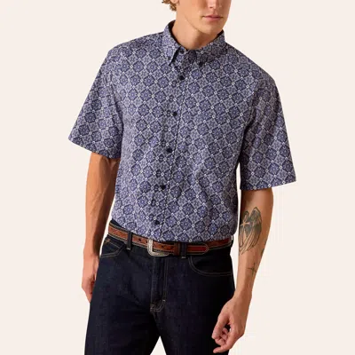 Ariat Men's Bill Blue Medallion Floral Geo Print Shirt