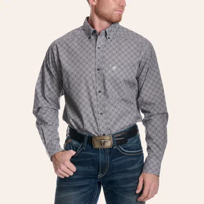 Ariat Men's Black & Gray Geo Print Long Sleeve Western Shirt