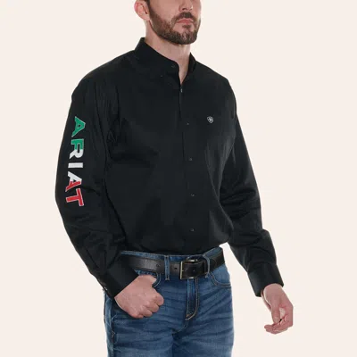 Ariat Men's Black & Mexican Flag Logo Western Shirt