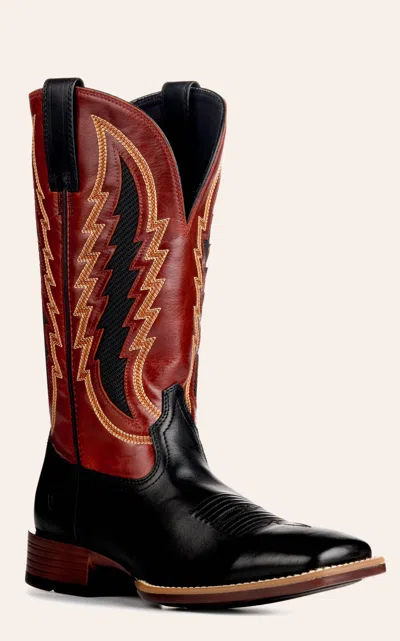 Ariat Men's Black & Red-hot Bantamweight Wide Square Toe Cowboy Boots