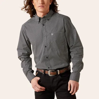 Ariat Men's Black & White Geo Dot Fitted Western Shirt In Gray