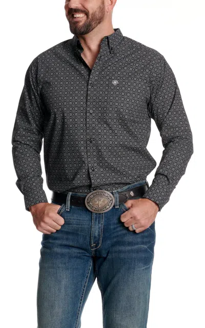 Ariat Men's Black & White Geo Print Western Shirt