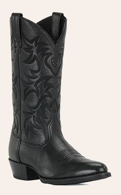 Ariat Men's Black Deertan Heritage R-toe Cowboy Boots