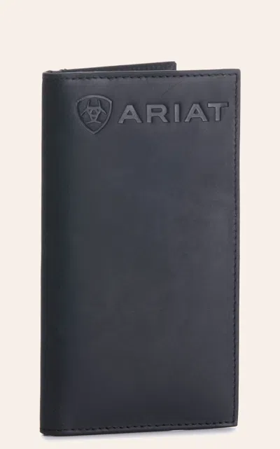Ariat Men's Black Embossed Logo Checkbook / Rodeo Wallet