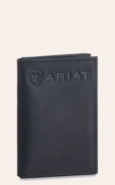 Ariat Men's Black Embossed Logo Trifold Wallet