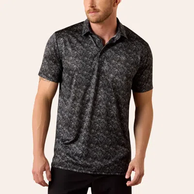 Ariat Men's Black Fitted Paisley Print Polo Shirt In Gray