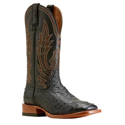 Pre-owned Ariat Men's Black Full Quill Showboat Western Boot 10047084