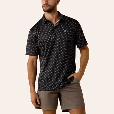 Ariat Men's Black Mini Star Geo Print Polo Shirt