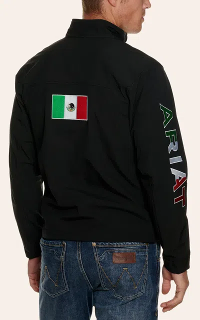Ariat Men's Black With Mexico Flag Logo Team Softshell Jacket