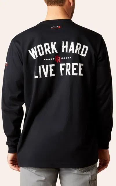 Ariat Men's Black Work Hard Live Free Long Sleeve Graphic Fr Work Shirt