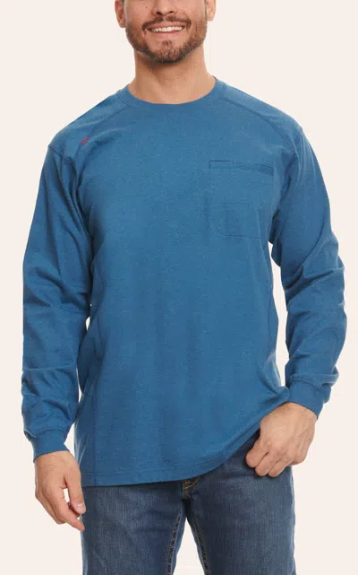 Ariat Men's Blue Air Crew Key Largo Long Sleeve Fr T-shirt