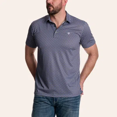 Ariat Men's Blue Geo Print Fitted Polo Shirt