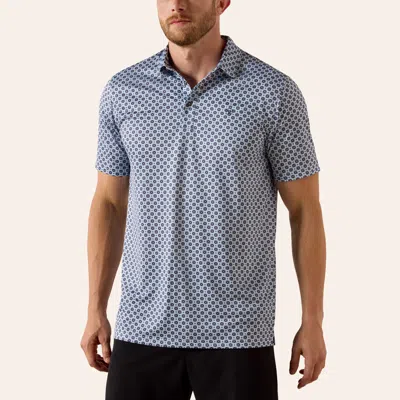 Ariat Men's Blue Medallion Print Fitted Short Sleeve Polo Shirt