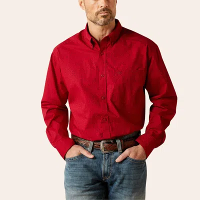 Ariat Men's Bright Red Geo Print Western Shirt