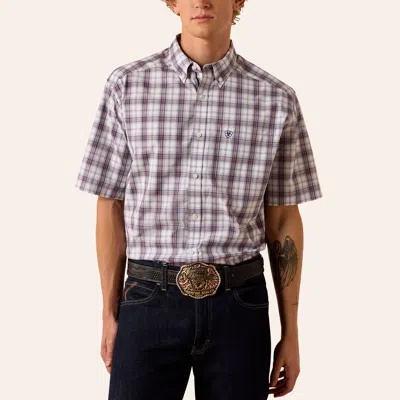 Ariat Men's Brodie Blue & Red Plaid Print Shirt In Multi