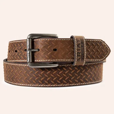 Ariat Men's Brown Diamond Plate Embossed Belt
