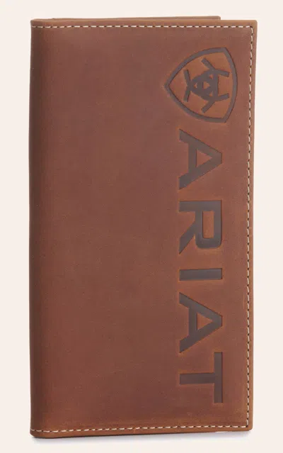 Ariat Men's Brown Embossed Shield Logo Wallet / Checkbook Cover