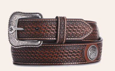 Ariat Men's Brown Leather Basketweave And Concho Western Belt