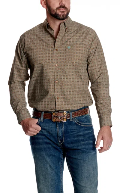 Ariat Men's Brown Micro Medallion Print Shirt