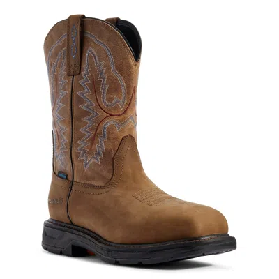 Pre-owned Ariat ® Men's Brown Workhog® Xt Wide Square Toe H2o Boots 10031474
