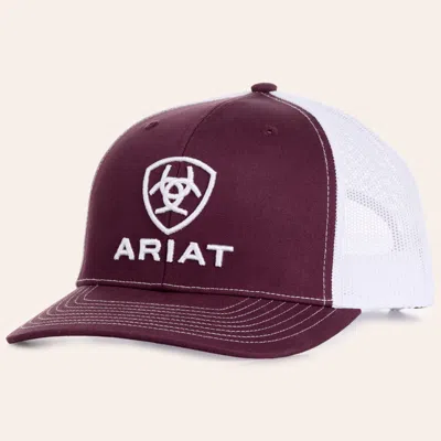 Ariat Men's Burgundy With White Embroidered Logo Cap