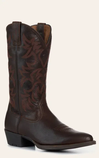 Ariat Men's Burnished Chocolate & Cinnamon Heritage R Toe Cowboy Boots In Brown