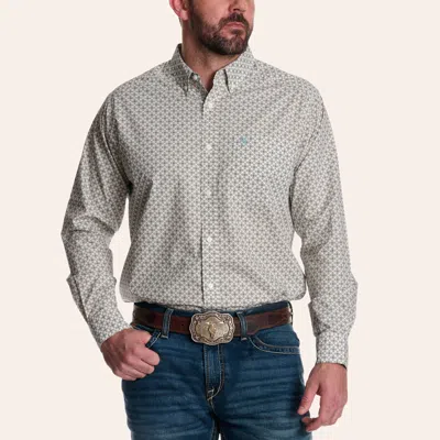 Ariat Men's Carmelo White Geo Print Long Sleeve Shirt In Gray