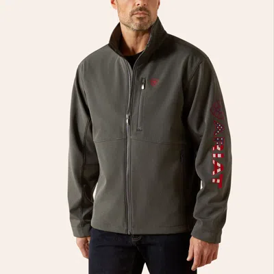 Ariat Men's Charcoal Americana Logo Softshell Jacket In Gray