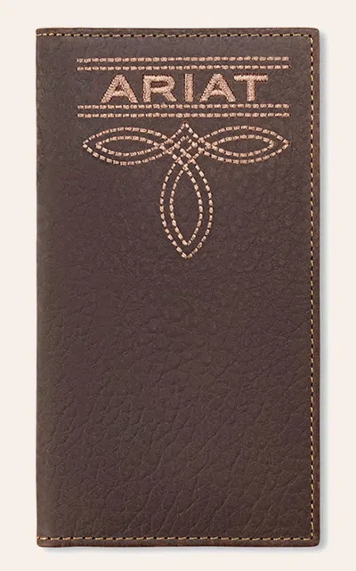 Ariat Men's Chocolate Bullhide Boot Stitch Logo Rodeo Wallet In Brown