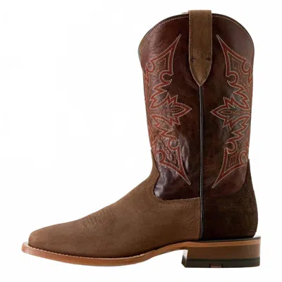 Ariat Men's Circuit Gritty Wide Square Toe Cowboy Boot In Ranch Brown Suede Hickory Smoke