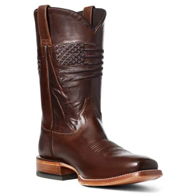 Pre-owned Ariat Men's Circuit Patriot Square Toe Western Boots Bar Top Brown 10036001