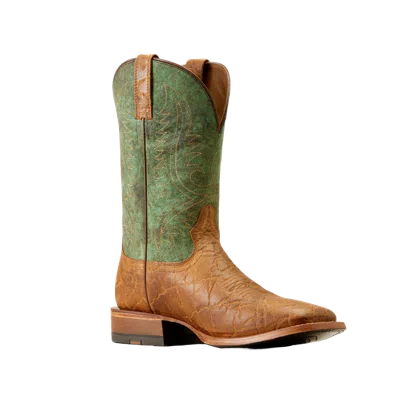 Pre-owned Ariat Men's Circuit Paxton Brass Cowboy Boots 10050896 In Brown, Green