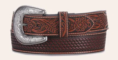 Ariat Men's Classic Basketweave Embroidered Western Belt In Brown