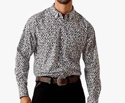 Ariat Men's Classic Shirt In White/grey In Gray