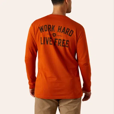 Ariat Men's Clay Rebar Cotton Work Hard Live Free Long Sleeve Graphic T-shirt In Multi