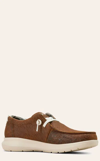 Ariat Men's Coffee Aztec Blanket Embossed Hilo Moc Toe Casual Shoes In Brown