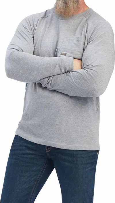 Ariat Cotton Strong Long Sleeve Pocket Tee In Heather Charcoal In Gray