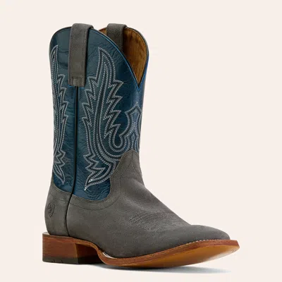 Ariat Men's County Roads Iron Gray Suede & Powder Steel Wide Square Toe Cowboy Boots