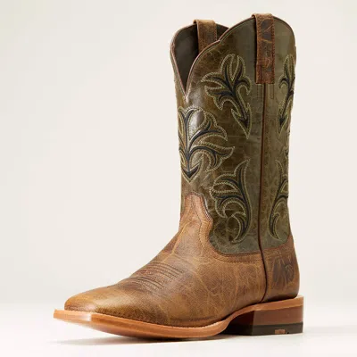 Ariat Men's Cowboss Crinkled Tekstep Cowboy Boots In Brown/green