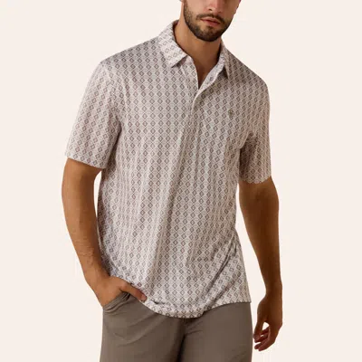 Ariat Men's Cream & Taupe Aztec Print Polo Shirt In Brown