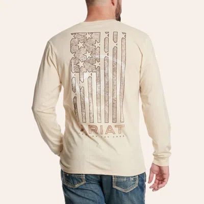 Ariat Men's Cream Stamped Freedom Long Sleeve T-shirt In Multi
